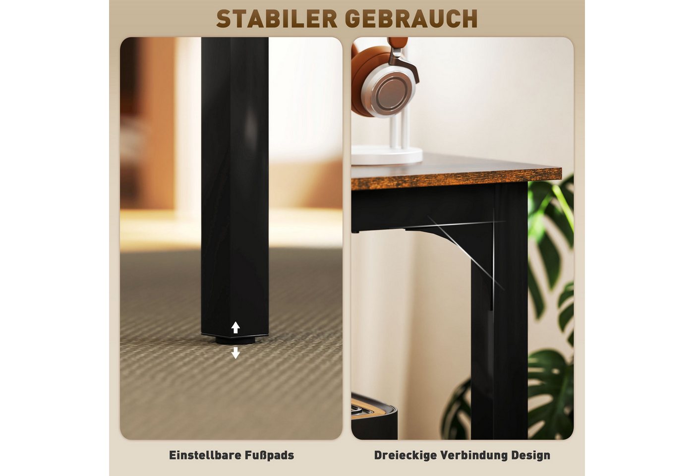 HOMCOM Schreibtisch Computertisch Bürotisch mit Industrie-Design, Stahlgestell (Computertisch, 1-St., Bürotisch), für Arbeitszimmer Home Office, 180 x 60 x 75 c – Bild 5 von 5
