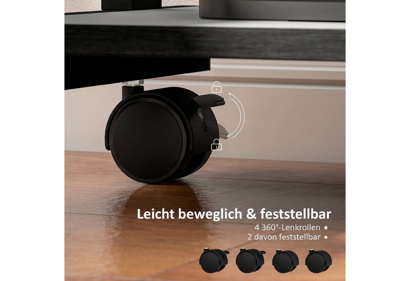 HOMCOM Schreibtisch Computertisch PC Tisch mit CPU-Ständer, Schublade (Bürotisch, 1-St., 1 Tisch), für Home Office, Schlafzimmer Schwarz – Bild 5 von 5