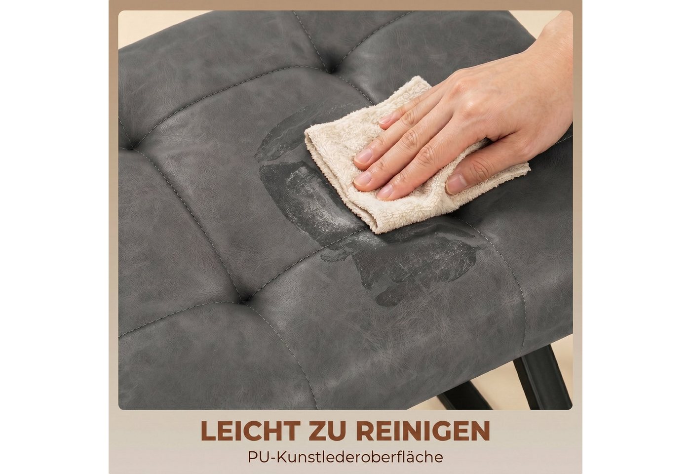 HOMCOM Schuhbank Sitzfläche, Schuhregal mit Stauraum, Kunstleder, bis 220kg (Industrielle Sitzbank, 1-St., inkl. Sitzkissen), für Flur Eingangsbereich, 112x37x4 – Bild 5 von 5