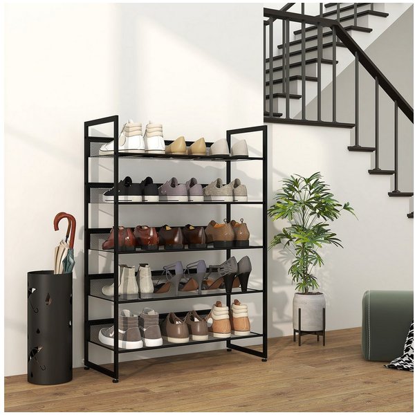 HOMCOM Schuhregal Schuhablage, Schuhständer für 15 Paar Schuhe, platzsparend, Flur, Schuh-Organizer 1-tlg., für Eingang, Schlafzimmer, Stahl, 72 x 30 x 102 cm, 