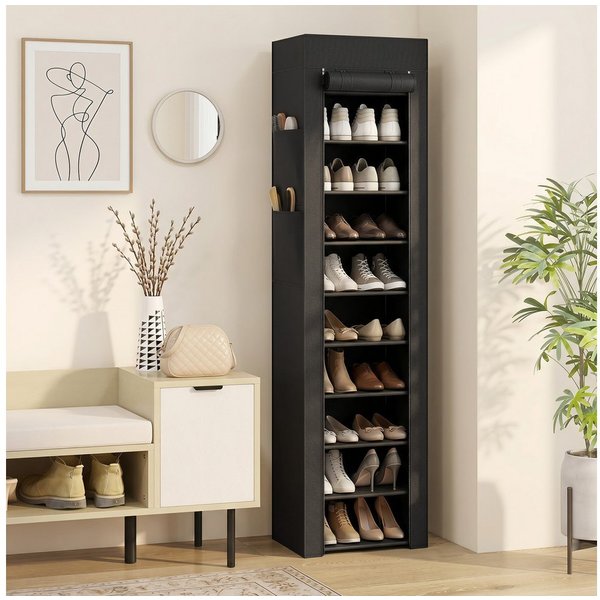 HOMCOM Schuhregal Schuhorganizer Schuhaufbewahrung mit Stoffbezug, Set 1-tlg., Staubdichte Stoffabdeckung, hohe Kapazität, leicht und tragbar