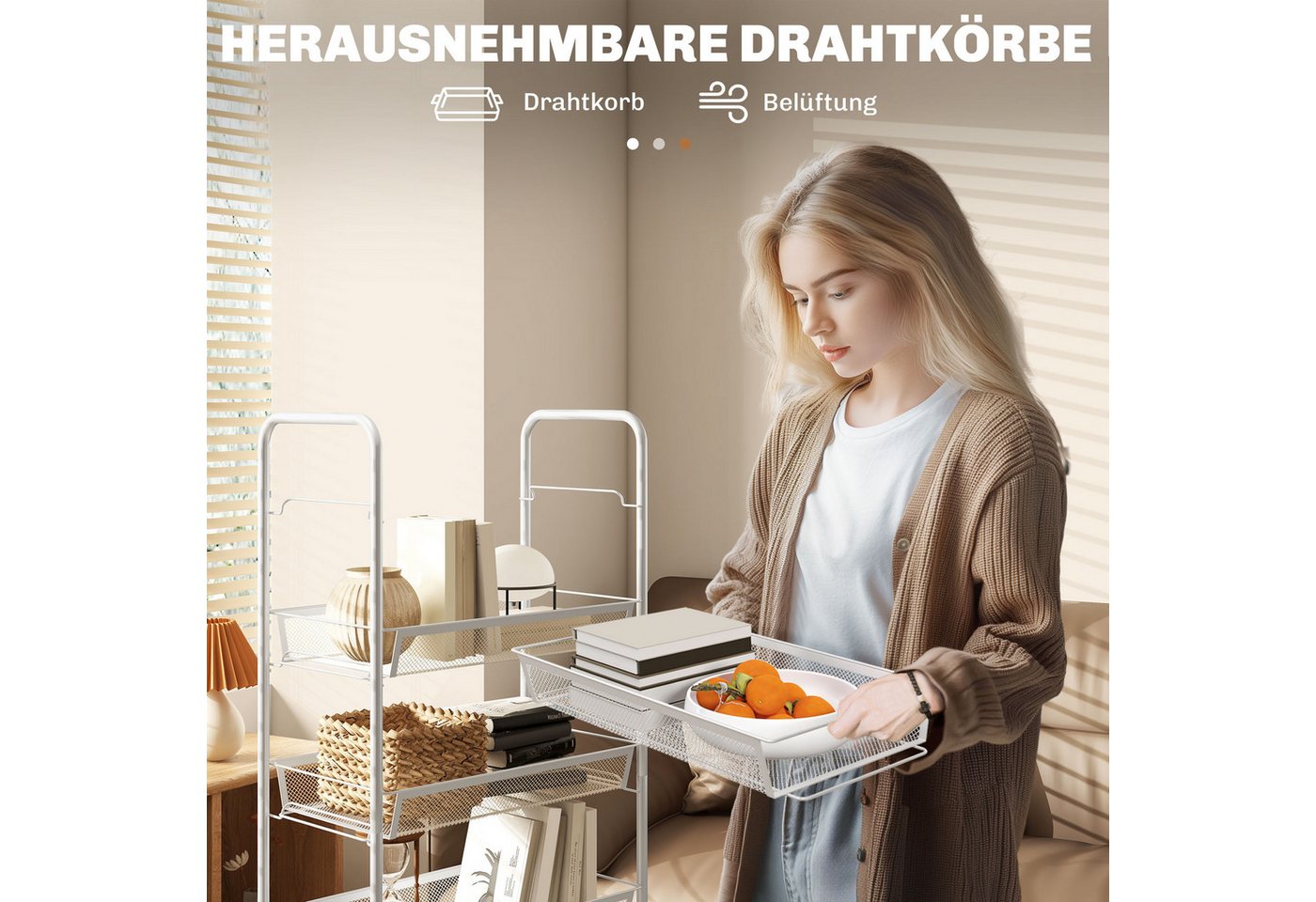 HOMCOM Servierwagen Küchenwagen mit 5 Ebenen, Rollwagen mit Rollen, (Set, 1 St., 1), mit 5 Körben und Rollen – Bild 5 von 5