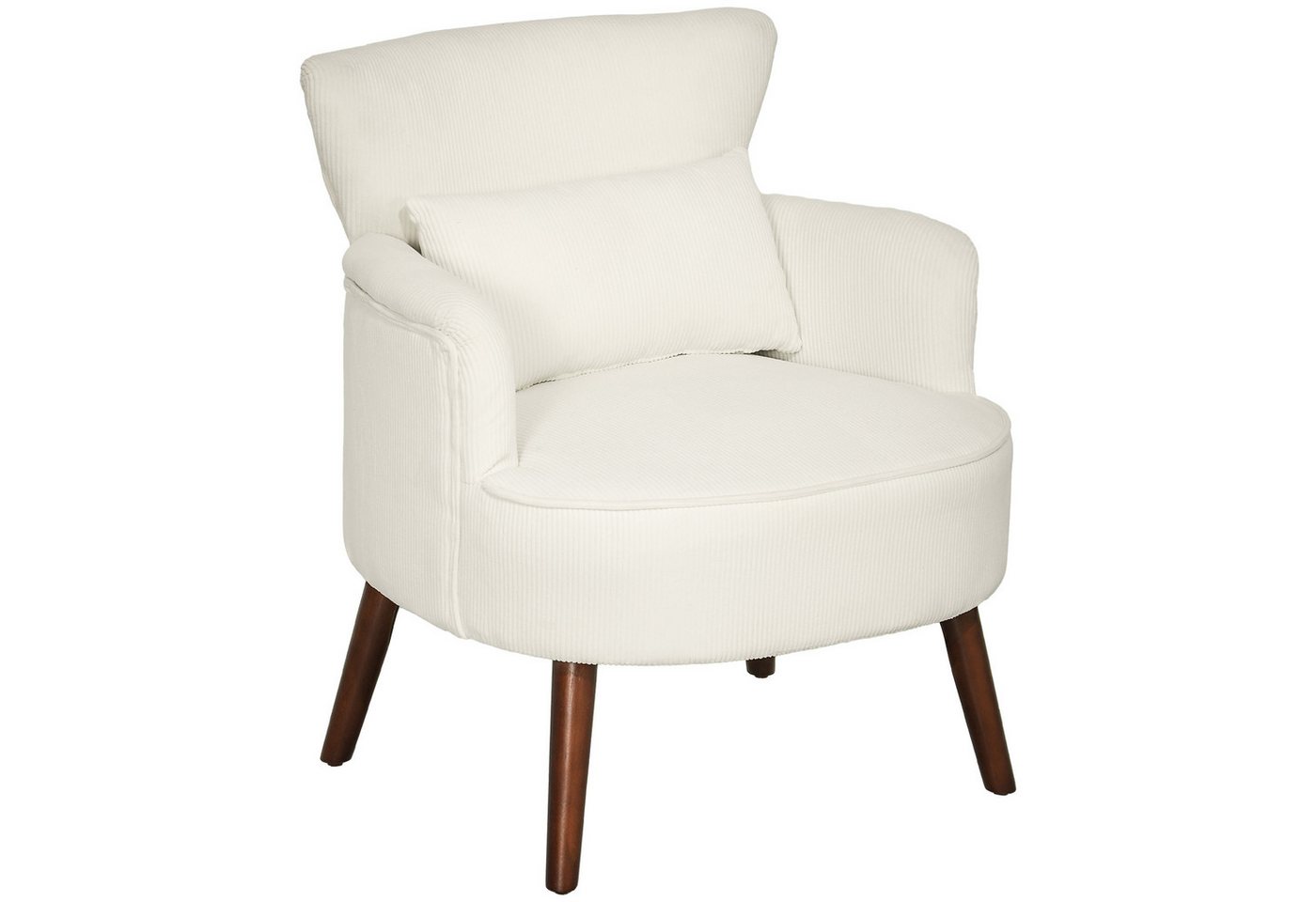 HOMCOM Sessel Polstersessel, Armlehnensessel mit Armlehnen und Kissen (Loungesessel, 1-St., Gepolstert Relaxsessel), mit Kordoptik, Holzbeinen, für Wohnzimmer,  – Bild 2 von 5