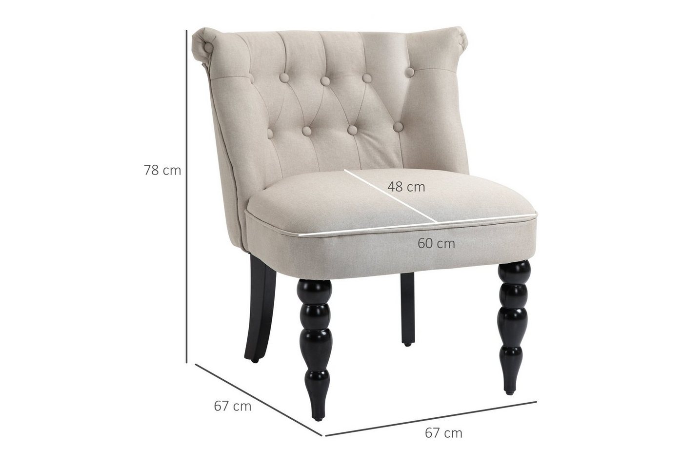 HOMCOM Sessel Polstersessel mit Knopfdesign – Bild 5 von 5
