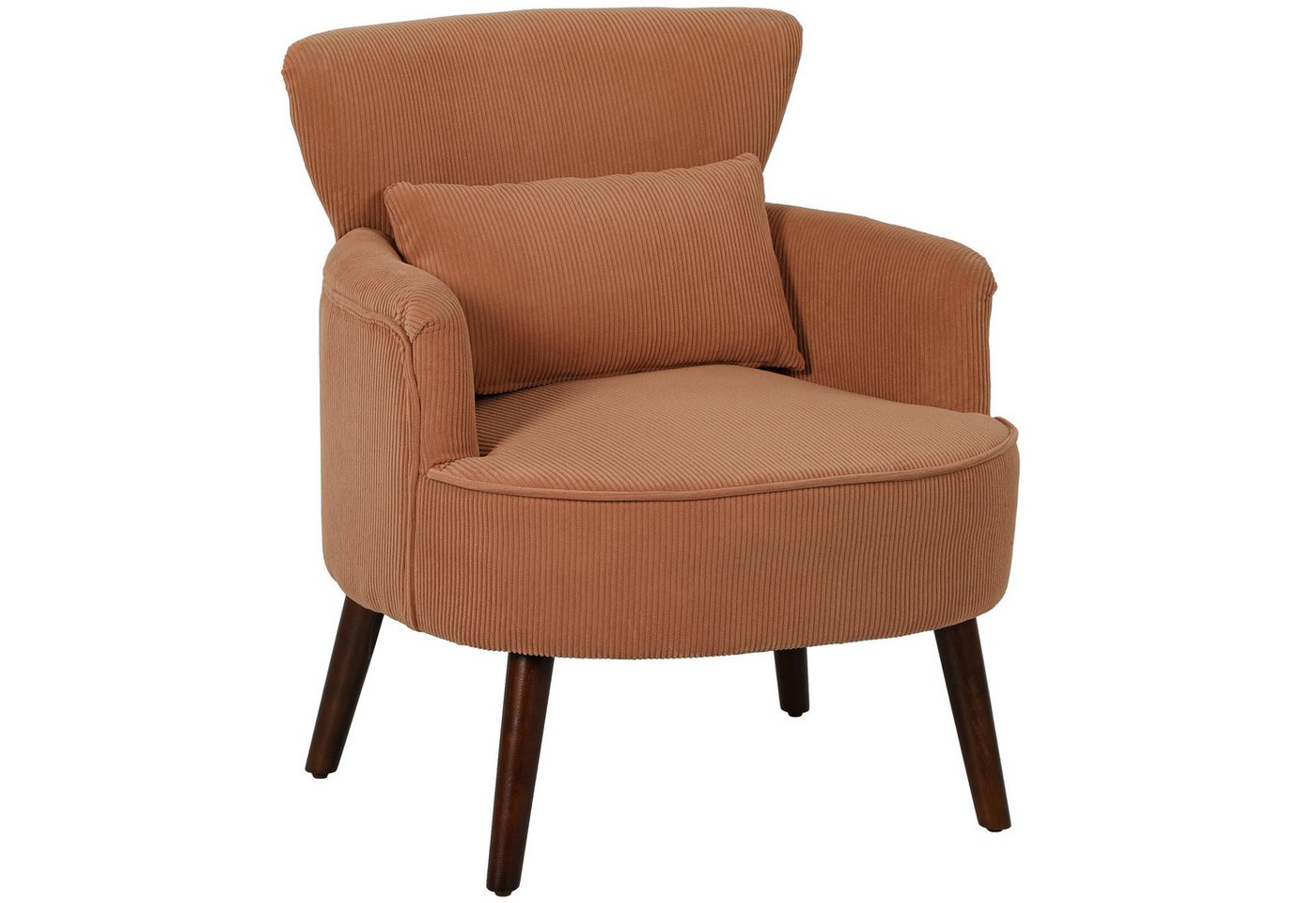 HOMCOM Sessel Polstersessel, Armlehnensessel mit Armlehnen und Kissen (Loungesessel, 1-St., Gepolstert Relaxsessel), mit Kordoptik, Holzbeinen, für Wohnzimmer,  – Bild 2 von 5