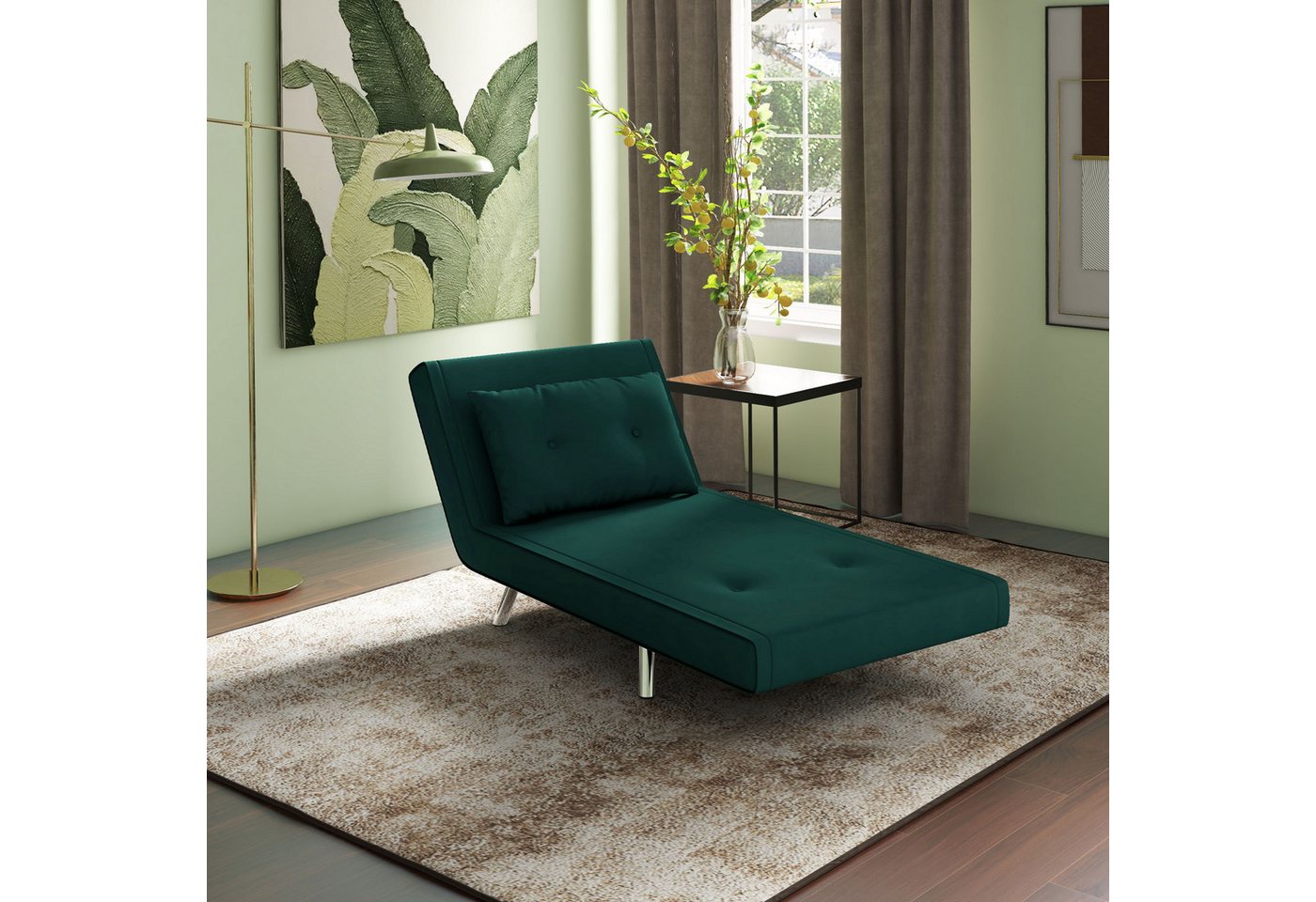HOMCOM Sessel Schlafsessel, Klappsessel mit Bettfunktion, Einzelsofa mit Kissen (Gästebett, 1-St., Polstersofa), für Wohnzimmer, Schlafzimmer, Dunkelgrün, 77 x  – Bild 2 von 5