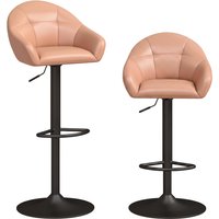 HOMCOM Set 2 Barhocker aus Kunstleder, höhenverstellbar, 360° drehbar, hohe Küchenhocker mit Fußstütze, Rückenlehne, Armlehnen, Metallbasis, modern für Küchenin
