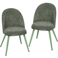 HOMCOM Set 2 Esszimmerstühle aus Samt, moderne Küchenstühle mit gesteppter Rückenlehne, dicke Polsterung, Stahlbeine, gepolsterter Stuhl für Küche, Schlafzimmer
