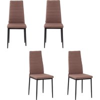 HOMCOM Set 4 Gepolsterte Stühle für Wohn- oder Esszimmer, Moderne Küchenstühle, aus Metall und Stoff in Khaki Aosom