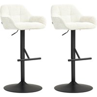 HOMCOM Set aus 2 Barhockern, Barstühle, höhenverstellbar, drehbare Sitzfläche, mit Rückenlehne und Fußstütze, Leinenstoff und Stahlbasis, für Bar, Küche, Esszim