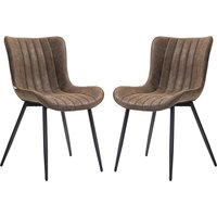 HOMCOM Set aus 2 Esszimmerstühlen, moderne Küchenstühle mit synthetischem Bezug, Knopfheftung und Metallbeinen, für Wohnzimmer, Esszimmer, Schlafzimmer, braun A
