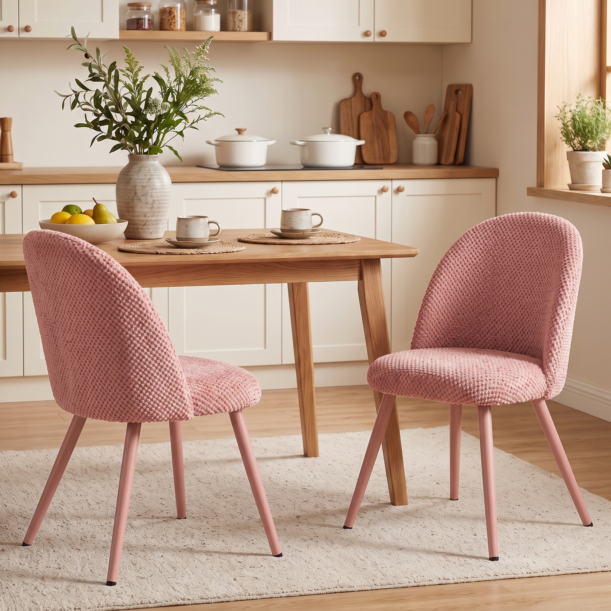 HOMCOM Set aus 2 Esszimmerstühlen aus Samt, Moderne Küchenstühle mit gesteppter Rückenlehne, Dicke Sitzfläche, Stahlbeine, Gepolsterter Stuhl für Küche Schlafzi – Bild 2 von 2