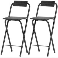 HOMCOM Set aus 2 klappbaren Barhockern, Barstühlen, Hochstühlen mit Rückenlehne und Fußstütze, Stahlgestell, 87 cm hoch, schwarz Aosom
