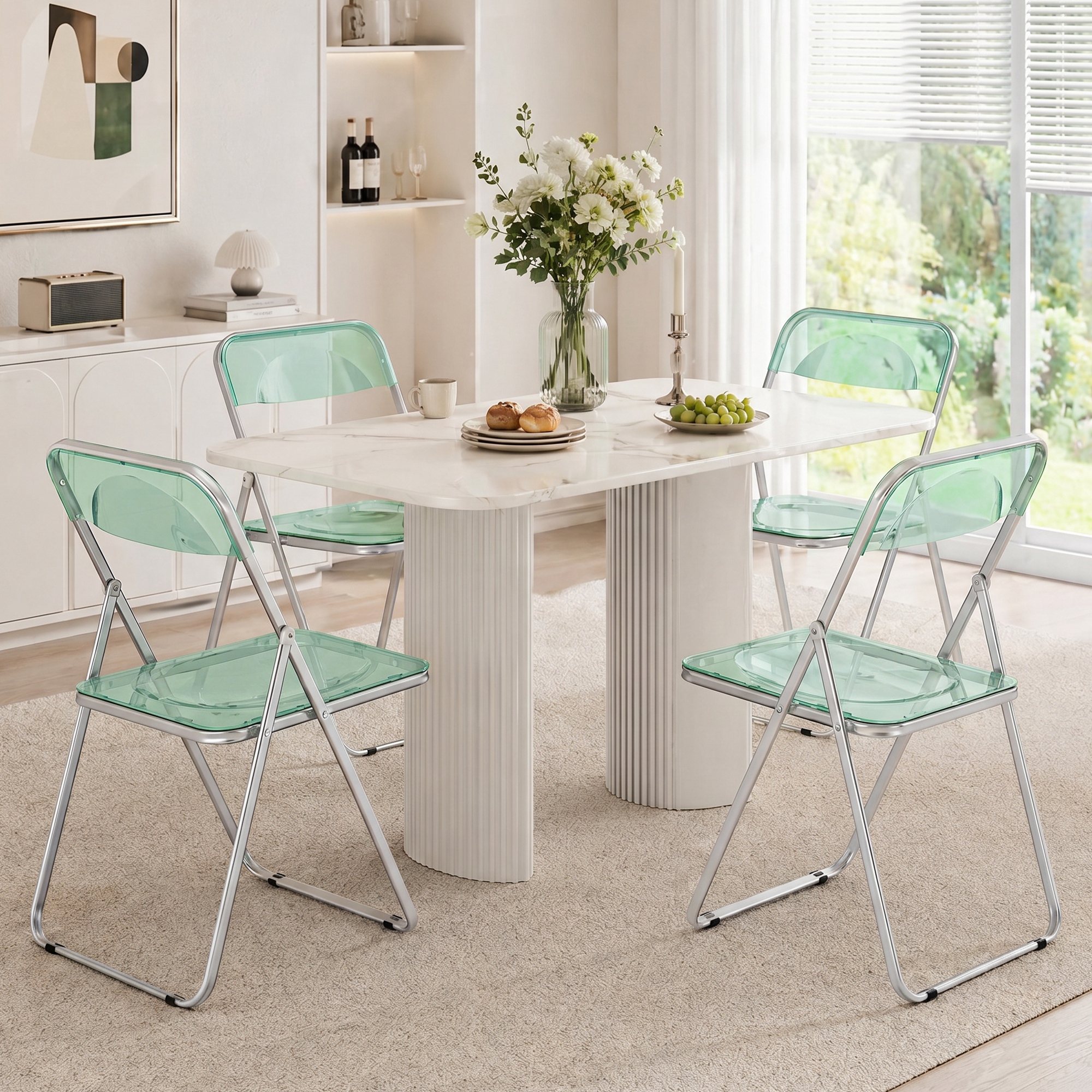 HOMCOM Set aus 4 klappbaren Acrylstühlen, platzsparende Klappstühle für den Innenbereich mit Stahlgestell, tragbarer Klappstuhl für Zuhause Büro Küche Veranstal – Bild 2 von 2
