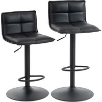 HOMCOM Set mit 2 Barhockern, höhenverstellbare Barstühle mit drehbarem PU-Sitz, Fußstütze und breiter Rückenlehne, Küchenstuhl, Esszimmer, Theke, schwarz Aosom