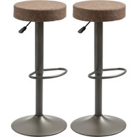 HOMCOM Set mit 2 Barhockern mit Fußstütze, Drehbare Küchenhocker mit Höhenverstellung, 35x36x64-85cm, Braun Aosom