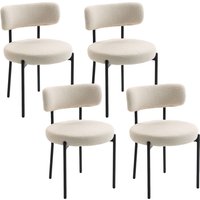 HOMCOM Set mit 4 Esszimmerstühlen, Gepolsterte Küchenstühle aus Bouclé-Stoff mit geschwungener Rückenlehne und Stahlbeinen, Moderner Stil, für Esszimmer, Wohnzi