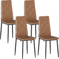 HOMCOM Set mit 4 gepolsterten Esszimmerstühlen mit hoher Rückenlehne, Küchenstühle aus Kunstleder mit Diamantsteppung, rutschfeste Fußkappen und Stahlbeine für 