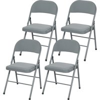 HOMCOM Set mit 4 klappbaren Esszimmerstühlen tragbare Innenstühle mit gepolsterten Sitz- und Rückenlehnen, Stahlrahmen, bis zu 120 kg belastbar, Hellgrau Aosom
