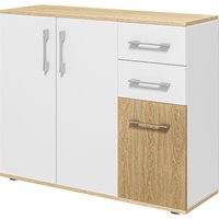 HOMCOM Sideboard, Aufbewahrungsmöbel mit 3 Türen, 2 Schubladen und verstellbarem Regal, moderner Stil, Sideboard Esszimmer, Küche und Wohnzimmer, 90 x 30 x 75,5