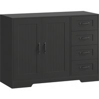 HOMCOM Sideboard, Beistellschrank mit 4 Schubladen, 2 Türen, Küchenschrank, Aufbewahrungsschrank mit verstellbarem Einlegeboden für Wohnzimmer, 105 x 40 x 76 cm