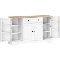 HOMCOM Sideboard, modernes Küchenbuffet mit Schublade, Türablagen, verstellbaren Einlegeböden, Kaffeebar, Küchen- und Esszimmermöbel, 138x40x83,5 cm, Weiß Aosom
