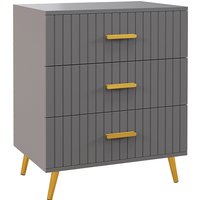 HOMCOM Sideboard 3 Schubladen Modern und Kippsicher, Sideboard aus Holz und Aluminium, 60x40x71,5 cm, Goldtöne und Dunkelgrau Aosom