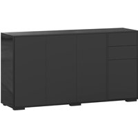 HOMCOM Sideboard Aufbewahrungsmöbel 2 Schubladen 4 Türen höhenverstellbares Fach Spanplatten 140 x 36 x 74 cm schwarz Aosom