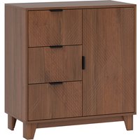 HOMCOM Sideboard Aufbewahrungsschrank mit Tür, 3 Schubladen und verstellbarem Einlegeboden, 75 x 39 x 80 cm, braune Holzoptik Aosom