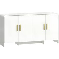 HOMCOM Sideboard für Küche, Schrank mit 4 Fächern, 4 Soft-Close-Türen, Abgerundete Kanten, TV-Möbel bis 183 cm, 152x40x80 cm, Weiß Aosom