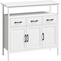 HOMCOM Sideboard Kommode mit 3 Schubladen 2 Türen Modern Küchenschrank mit verstellbaren Regalen und offenem Regal Aufbewahrungsschrank für Wohnzimmer Esszimmer