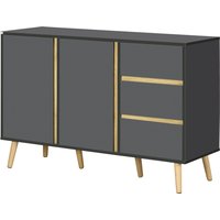 HOMCOM Sideboard mit Stil skandinavischer Möbel mit 2 Türen 3 Schubladen - 120 x 40 x 80 cm - Anthrazitgrau Aosom