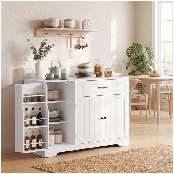 HOMCOM Sideboard Schublade, verstellbare Regale, modern, Soft-Close-Scharniere (Küchenschrank, 1 St., Aufbewahrungsschrank), 110 x 40 x 80 cm Weiß