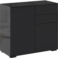HOMCOM Sideboard Schwarz Aufbewahrungsschrank mit 2 Schubladen & 2 Türen Kippschutz für Wohnzimmer Schlafzimmer 117x36x74cm Aosom.de