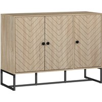 HOMCOM Sideboard Wohnzimmer Aufbewahrungsmöbel Küchenschrank mit Schranktüren und verstellbarem Fach, Chevron-Muster, Metallfuß, moderner Stil, Buffet für Ess- 