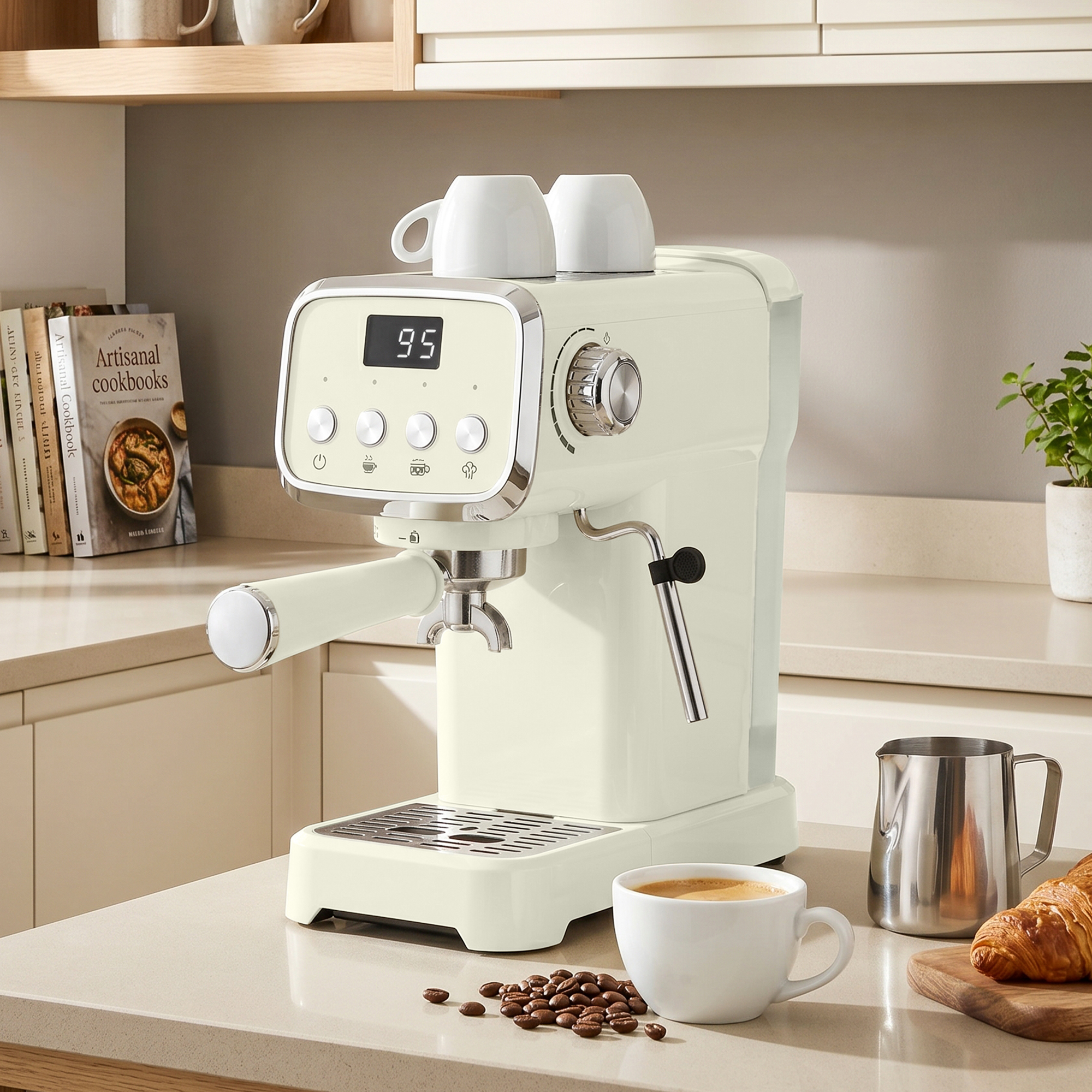 HOMCOM Siebträgermaschine 20 Bar Espressomaschine mit Milchaufschäumer Klein Kaffeemaschine mit 1,2L abnehmbaren Wassertank, Tassenwärmer, Heißwasserfunktion fü – Bild 2 von 2