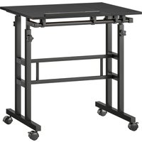 HOMCOM Sitz-Steh-Schreibtisch, höhenverstellbar 70 x 60 cm, Computertisch auf Rollen mit neigbarer Platte, Arbeitsplatz für Schlafzimmer, kleine Räume, schwarz 