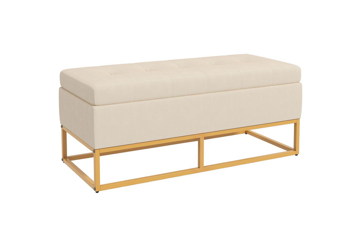 HOMCOM Sitzbank Bettbank, Truhenbank mit Stahlbeine, Samtoptik, für Wohnzimmer (Aufbewahrungsbank, 1-St., Lagerbank), Beige, 110 x 44 x 49 cm – Bild 2 von 5