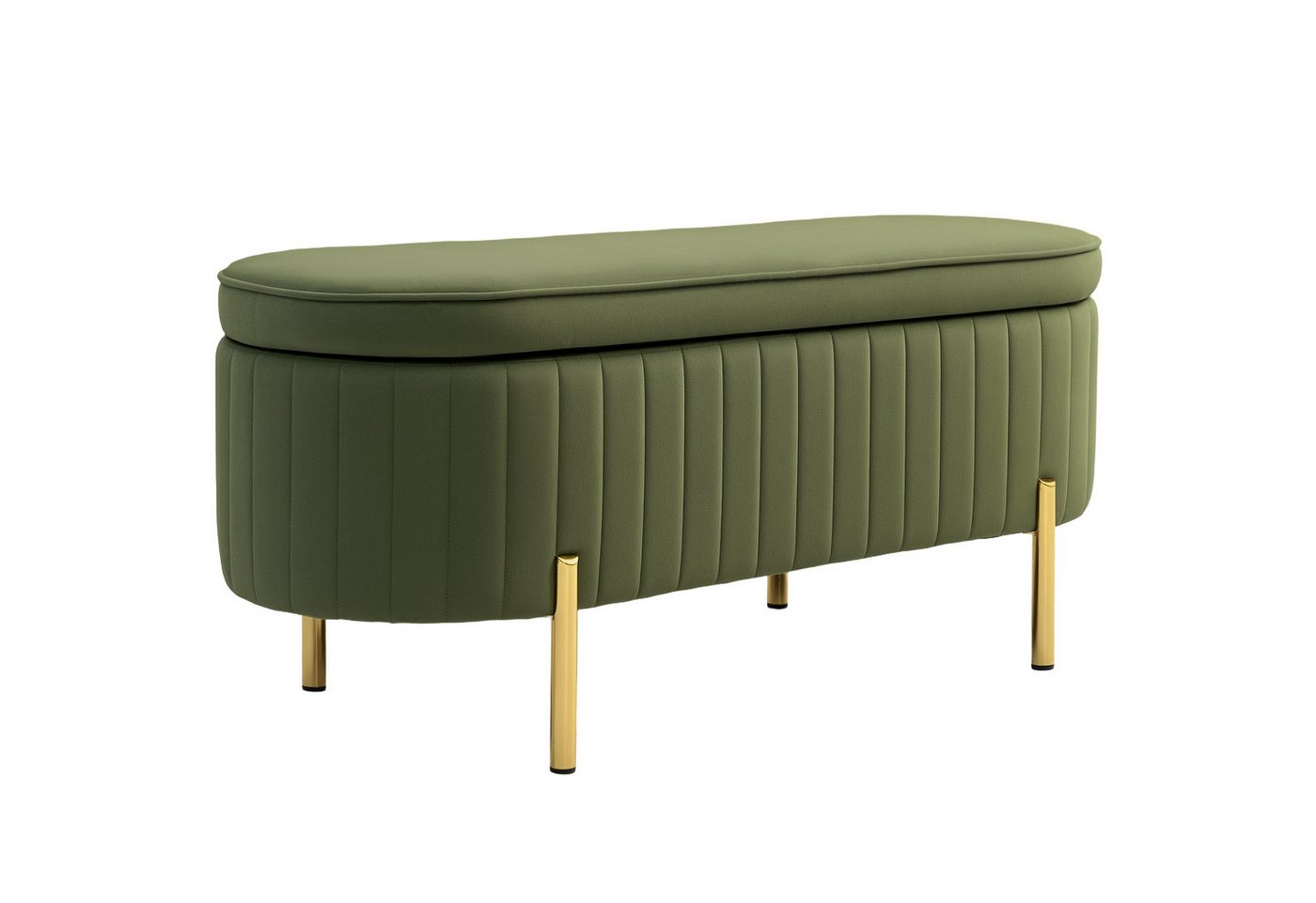 HOMCOM Sitzbank Polsterbank mit Samtoptik, Bettbank mit Metallbeine (Sitztruhe, 1-St., Truhenbank), für Flur, Wohnzimmer, Schlafzimmer 107 x 42 x 45,5 cm, Grün – Bild 2 von 5