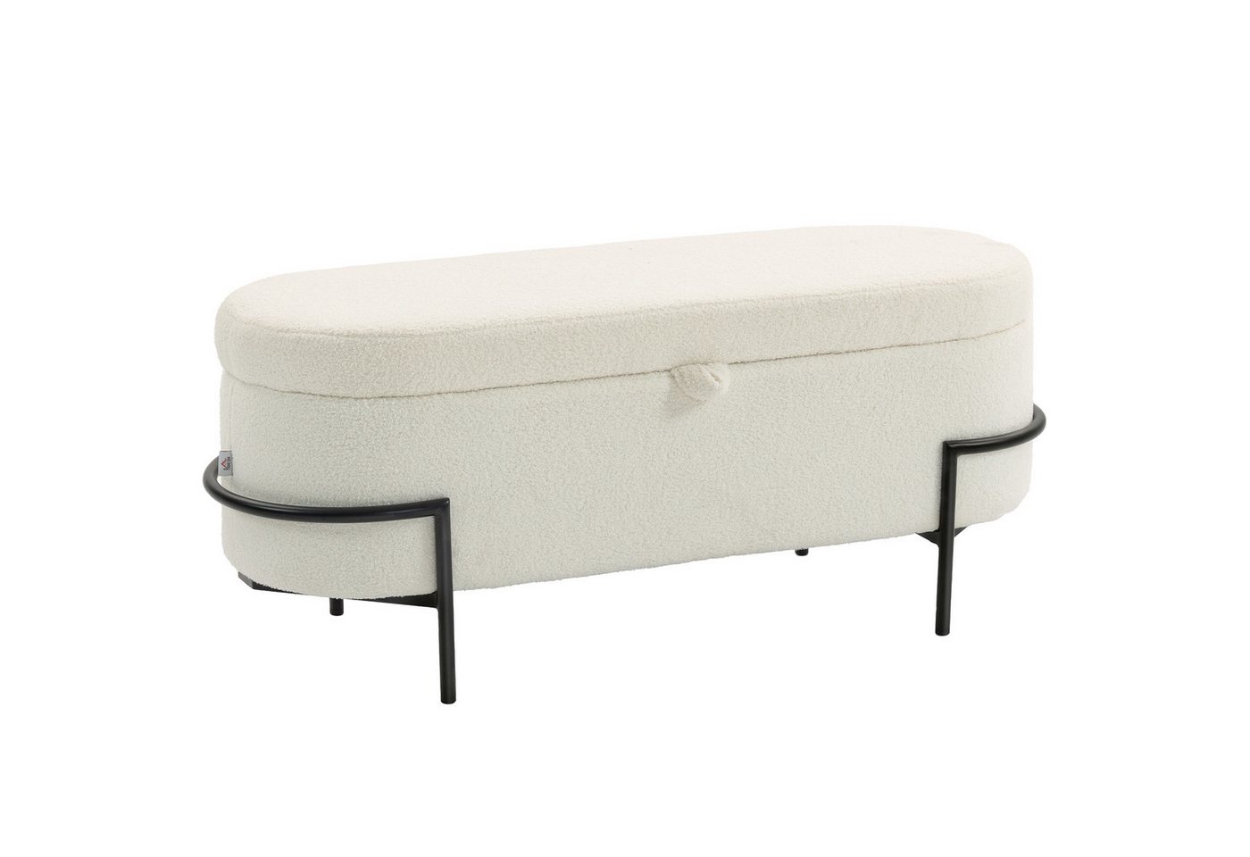HOMCOM Sitzbank Sitztruhe mit hochklappbarem Deckel, Fleece-Optik, Truhenbank (Polsterhocker, 1-St., Aufbewahrungs-Hocker), für Wohnzimmer, Schlafzimmer, Cremew – Bild 2 von 5