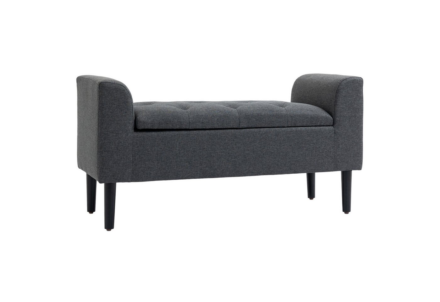 HOMCOM Sitzbank Stauraum, Leinenoptik, Holzbeine, Bettbank belastbar bis 130 kg (Polsterbank, 1-St., Sitzhocker), für Wohnzimmer Schlafzimmer Flur, 116 x 44 x 5 – Bild 2 von 5