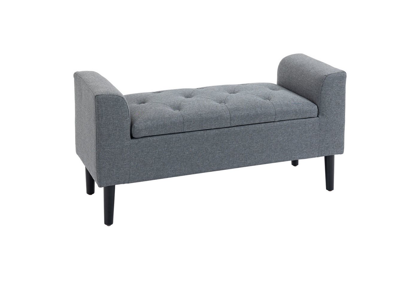 HOMCOM Sitzbank Stauraum, Leinenoptik, Holzbeine, Bettbank belastbar bis 130 kg (Polsterbank, 1-St., Sitzhocker), für Wohnzimmer Schlafzimmer Flur, 116 x 44 x 5 – Bild 2 von 5