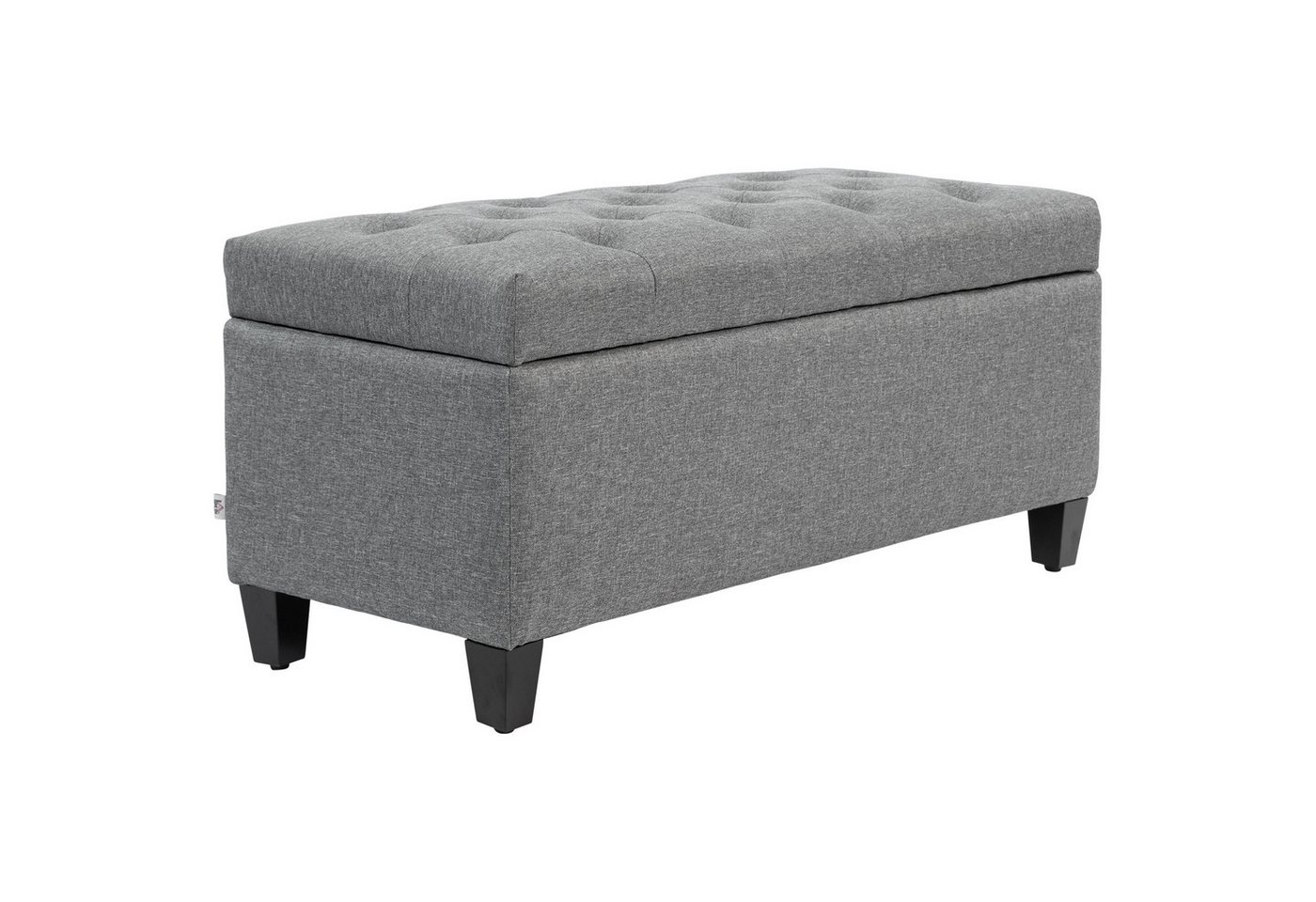 HOMCOM Sitzbank Stauraum mit Leinenoptik, Holzbeine für Flur (Truhenbank, 1-St., Polsterbank), Schlafzimmer, Wohnzimmer, Gummiholz, Hellgrau, 100 x 40 x 44 cm – Bild 2 von 5