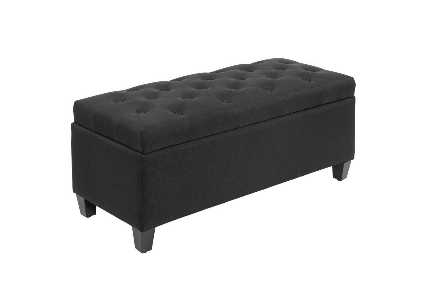 HOMCOM Sitzbank Stauraum mit Leinenoptik, Holzbeine für Flur (Truhenbank, 1-St., Polsterbank), Schlafzimmer, Wohnzimmer, Gummiholz, Schwarz, 100 x 40 x 44 cm – Bild 2 von 5