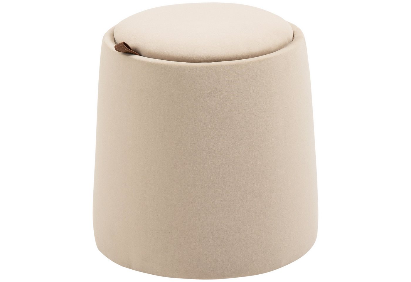 HOMCOM Sitzhocker 2-in-1 Hocker mit Deckel, Ottomane mit Samtoptik (Polsterhocker, 1 St., Sitzhocker), Beige Ø44 x 47,5 cm – Bild 2 von 5