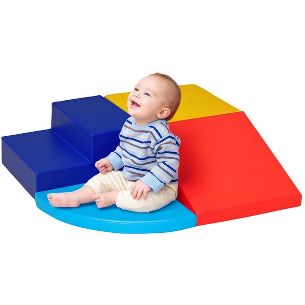 HOMCOM Softbausteine klettern Bauklötze Weiche Riesenbausteine Spielbausteine, (Bauspielzeug, 4 St., Riesenbausteine), Geeignet für 12 bis 36 Monate Kinder Kuns
