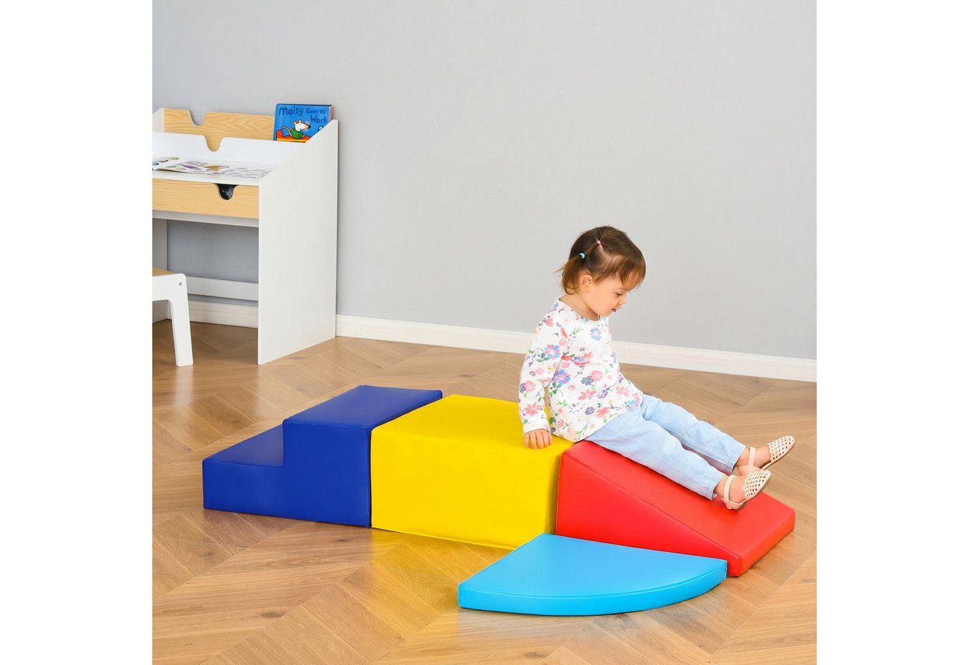 HOMCOM Softbausteine klettern Bauklötze Weiche Riesenbausteine Spielbausteine, (Bauspielzeug, 4 St., Riesenbausteine), Geeignet für 12 bis 36 Monate Kinder Kuns – Bild 2 von 5