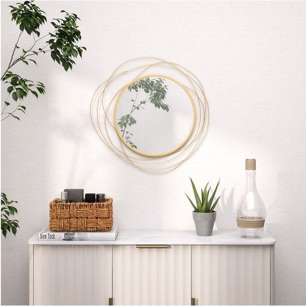HOMCOM Spiegel Rund Wandspiegel, Metallrahmen, Flurspiegel, für Schlafzimmer (Wanddekoration, 1-St., Spiegel), für Wohnzimmer, Esszimmer, Büro, Gold