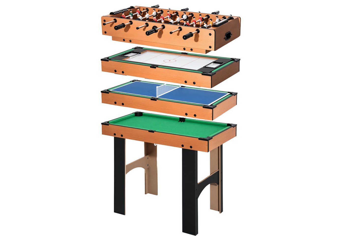 HOMCOM Spieltisch 4-in-1 Multispieltisch Multigame Multifunktionsspieltisch aus MDF, (Multifunktionstisch, 1-tlg), mit Tischfußball Tischhockey Tischtennis Bill – Bild 2 von 5