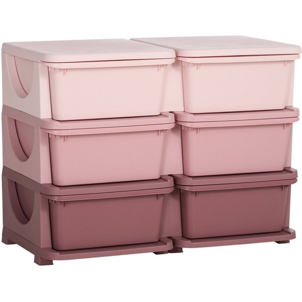 HOMCOM Spielzeugtruhe Schubladenschrank, Spielzeug-Organizer, sechs Ebenen, 3-6 Jahre (Spielzeugkiste, 1 St., Aufbewahrungsbox), für Kinderzimmer, Blau